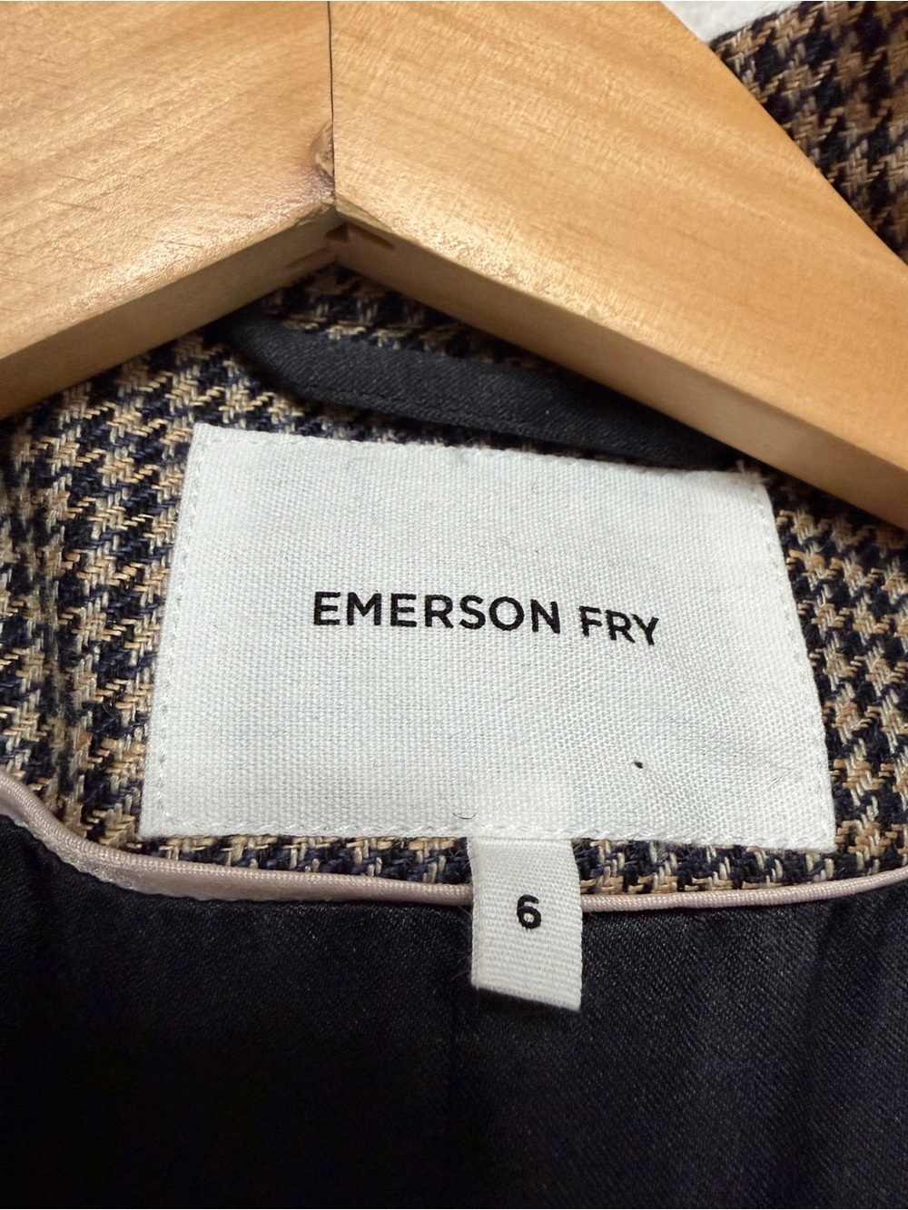 Emerson Fry sz 6 Dinner Jacket Blazer Houndstooth Linen - Picture 8 of 11